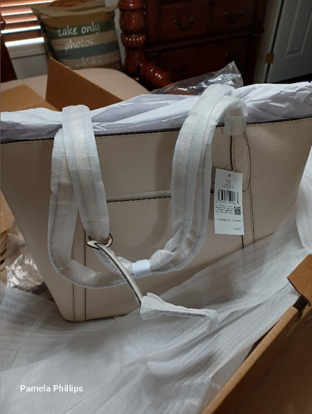 kate spade Cream Leather Tote with Front Pocket